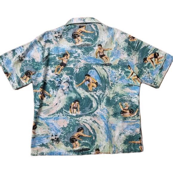 RARE VINTAGE 60S 70S HANG TEN REVERSE PRINT SURFER ALOHA HAWAIIAN SHIRT XL - Picture 2 of 10